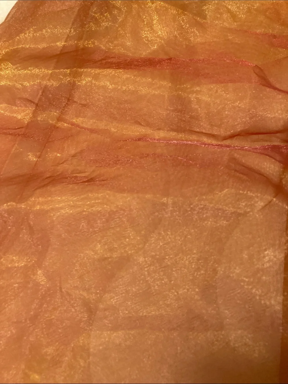 Spectacular French MADURA sheer raspberry/orange drapes